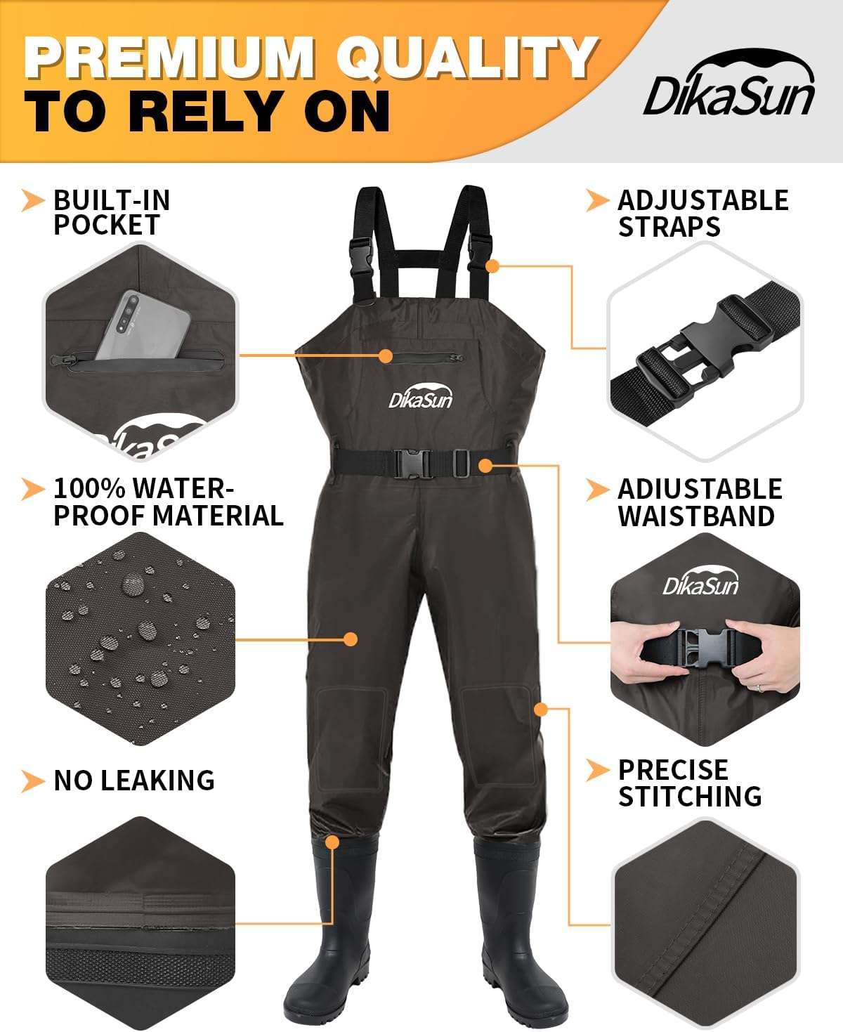 DikaSun Lightweight Bootfoot Chest Waders