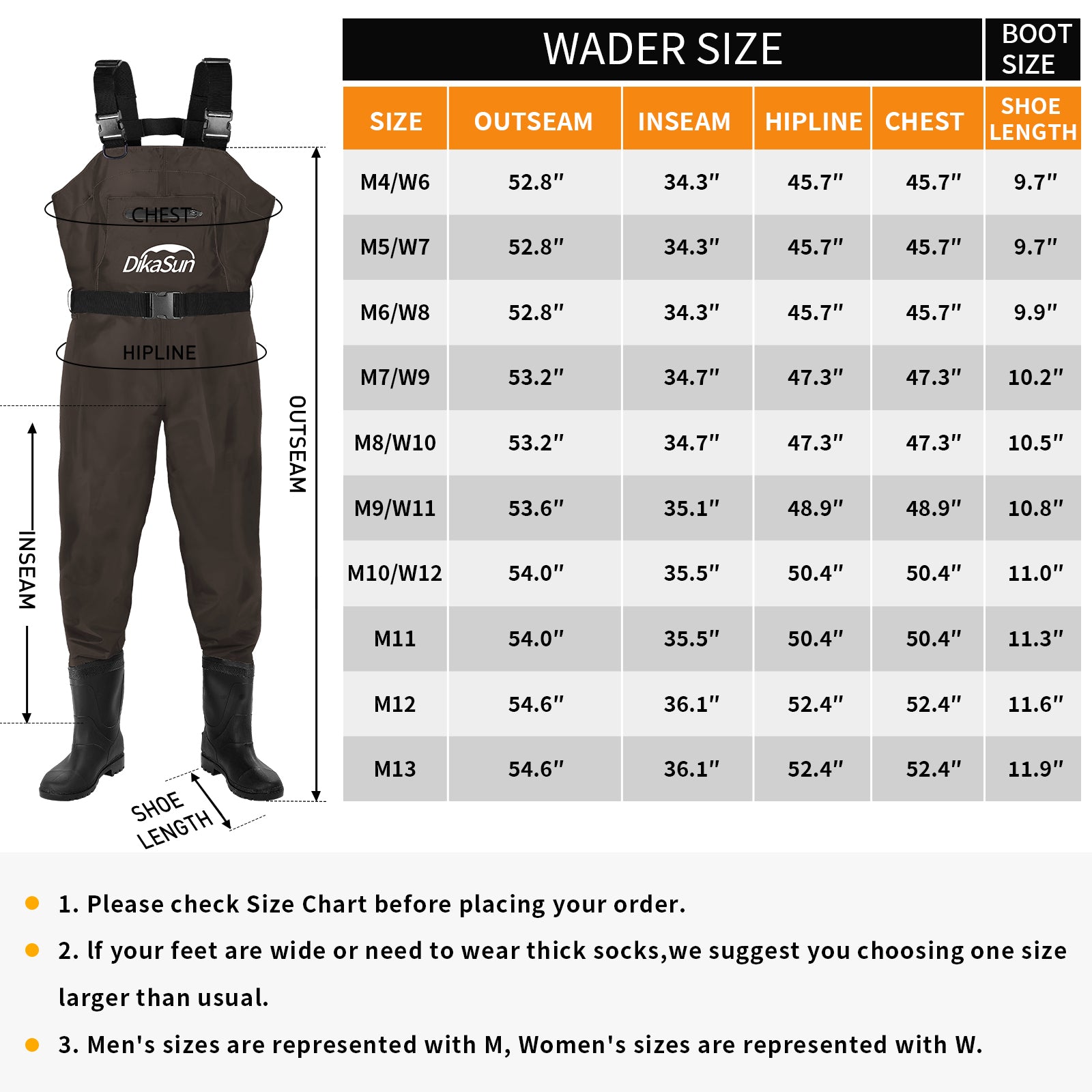 DikaSun Lightweight Bootfoot Chest Waders