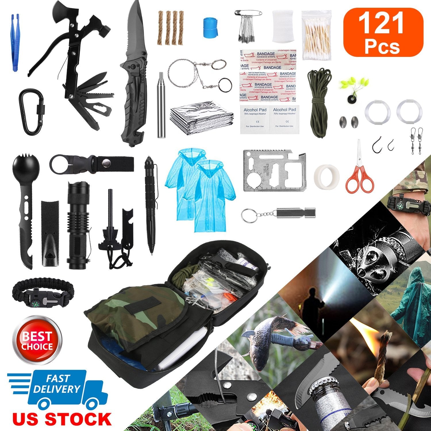 121-Piece Emergency Survival & First Aid Kit
