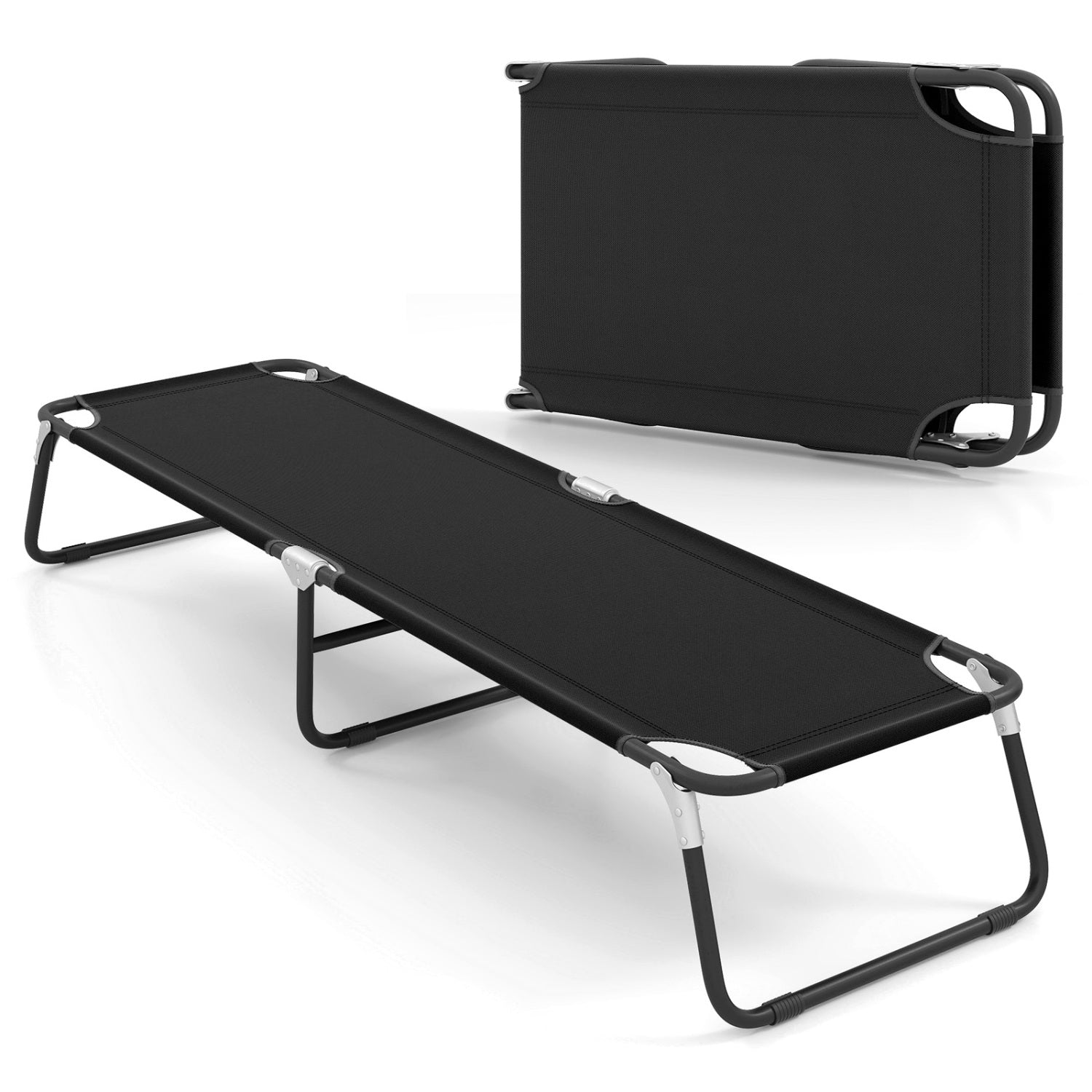 Outdoor Folding Camping Bed for Sleeping Hiking Travel-Black